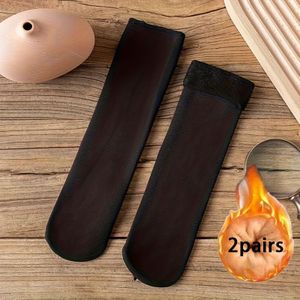 4-Paar Winter Sneeuwsokken, Dikke Warme Vloersokken met Pluche Voering, Unisex Eenvoudige Stijl voor Skiën & Reizen - 2