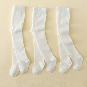 3- Meisjes Kleur Panty's - Ademende Gebreide Stof, Hoge Taille Ontwerp, Wit, Perfect voor Casual Kleding, Hoge Taille Panty's