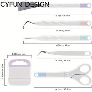 Design 6pcs Craft Vinyl Weeding Tools Set - Diy Scrapbooking & Silhouette Carving Kit With Precision Handles, Includes "happy Birthday" Cutting Dies - Ideal For