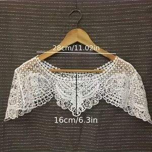 Style Women's Lace Shawl - 100% Polyester Knit Hollow-out Crochet Shoulder Wrap, Breathable & Decorative Short Cardigan For