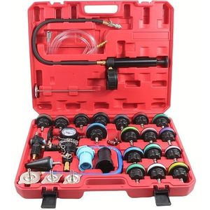 28-delige Zware Auto Koelsysteem Druktestset met Lekdetectie Tool, Antivries Spoelapparatuur & Uitgebreide Waterjas Drukmeter voor Autoreparatie (Geschikt voor Monteurs & DIY)