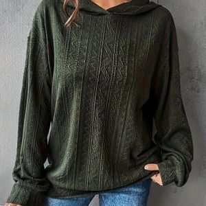 Plus Size Dames Casual Hoodie met Capuchon in Groen - Pullover met Voorzakken, Wasbaar in de Wasmachine, Essentieel voor Lagenkleding in de Lente/Herfst