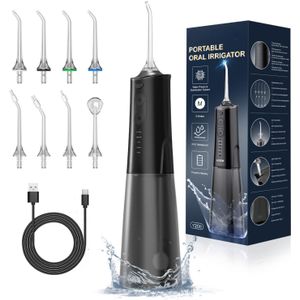 Draagbare Mondirrigator, voor Tanden, Professionele Draadloze Tandirrigator met 8 Nozzles en 5 , IPX7 Waterdicht 300ML USB-C Oplaadbaar voor Tandenreiniging, Thuis & Reizen (WIT)