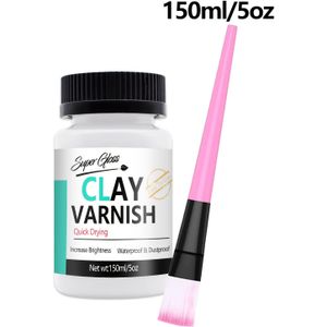Klei Vernis met Borstels, Acryl Vernis, Luchtdroog Kleiglasuur, Glasuur voor Luchtdroog Klei, Keramiek, Olieverf, Hout, Waterdicht, Voorkomt Kraak & Vergeling