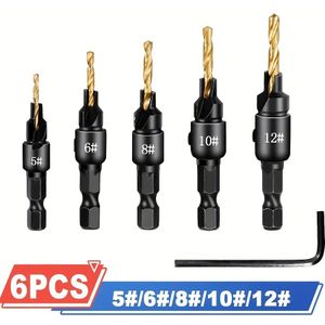 6pcs Countersink Drill Woodworking Drill Bit Set Hand Tool Set