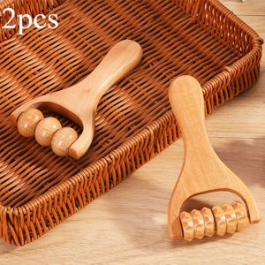 2-delige houten massage roller set, ontworpen voor diepe weefselmassage van rug, benen en nek met handstokjes