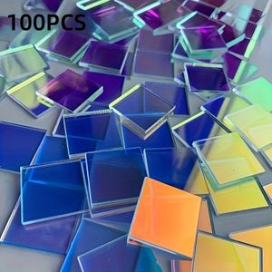 50/100 stuks kleurrijke acrylplaten 2.5 x 2.5 regenboogpanelen, doe-het-zelf licht- en schaduwkunstmaterialen voor decoratieve schilderijen muurdecoratie, perfect cadeau voor kunstenaars