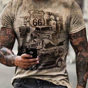 '''' En Klassieke Autopatroonprint Comfortabel T-shirt Voor Heren Met Korte Mouwen, Grafisch T-shirt Heren Zomerkleding, Herenkleding