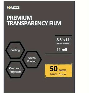 50 Sheets Glossy Film Paper, 8.5 X 11, Pe (polyethylene), For Overhead Projector And Inkjet Screen Prints, Fomzze Brand
