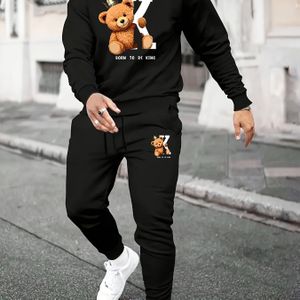 Stijlvol herensweatshirt met ronde hals - Bedrukte panda-print - Sterrenpatroon