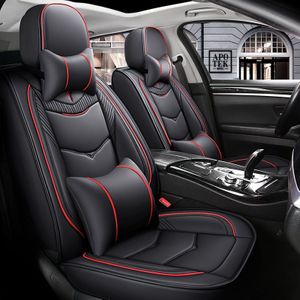 Universele Fit PU Lederen Autostoelhoezen met Sponsvulling, Handwasbaar, All- Zwarte Voertuigstoel Beschermset voor 5- 's