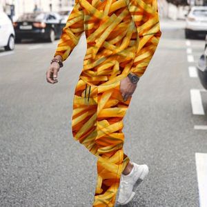 200g Frietjes Print Lange Mouwen T-Shirt en Broek Set