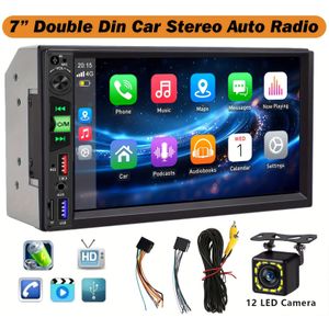 2 Din 7-inch Screen Auto Stereo Radio | MP5-speler, Backup Camera, USB, SD-kaart, FM-radio, Double Din, Smartphone Interconnectie - Zwart