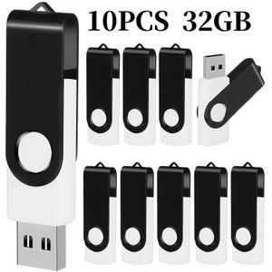 10-Pack Witte USB 2.0 Flash Drives met Hoge Snelheid Roterende Geheugenstick, 128MB/512MB/4GB/16GB/32GB Echte Capaciteit, Perfect voor Desktop en Laptop Opslag, Zakelijke Cadeau