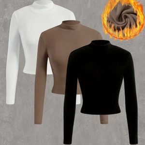 3-delige set nieuwe herfst/winter fleece lange mouwen onderkleding voor vrouwen - veelzijdig en warm