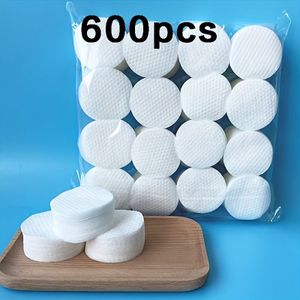 450/600 stks Parelmoeren Katoenen Doekje Make-up Remover Dikke Make-up Katoen Puur Katoen Doos Gezicht Vochtig Comprimeren Geschikt voor Thuis, Reis Licht