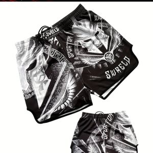 SWRELD Boksshort - Sneldrogend, Zwarte & Grijze Martial Arts Ontwerp, Stretchy Lycra Stof, Ideaal voor , Hardlopen en Buiten , Boksgerei|Martial Arts Shorts|Stretchy Fabric