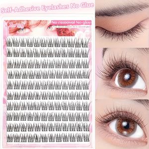 Zelfklevende Wimperextensions, -Visstaart Clusters, 0.07Mm , C Krul, 10-12Mm Lengte, Natuurlijke Stijl, Herbruikbaar, Makkelijk voor Beginners, Geen Lijm Nodig Wimperpakket