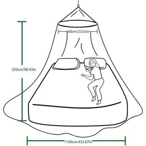 1 stuk Premium Dubbel Bed Anti-Muggennet - 100% Polyester Ademend Gaas, Geen Elektriciteit Nodig, Universeel Wit Muggennet voor Thuis & Vakantiegebruik