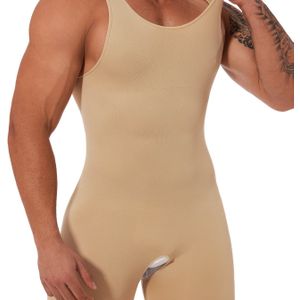 1 stuks Shapewear Bodysuit voor Heren | Naadloze Top Stijl, Hoge Stretch, Mouwloos, Ronde Hals, Kleur, Buikcontrole, Huidsluitend voor Dagelijks Gebruik