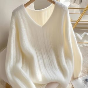 Dames Elegante V-hals Kabeltrui Jas - Zachte Witte Gestreepte Cardigan Jas, Lange Mouwen Winter Warme Blazer voor Herfst & Winter Laagjes, Casual tot Formele Kleding (Handwas/Droogreinigen)