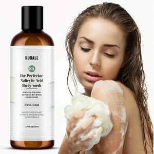 200ml Salicylzuur Douchegel met hyaluronzuur en andere veilige ingrediënten, hydraterende essence, herstelt droge huid effectief - zorgt voor een gladde en verzorgde huid in licht beige