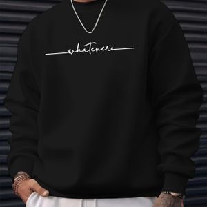 Wat Letter Print Heren Lange Mouw Ronde Hals Sweatshirt, Pullover Sweatshirt, Casual Comfortabel Veelzijdige Top Voor Lente & Herfst,