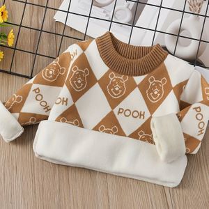 Jongens Lange Mouw Ronde Hals Trui, Cartoon Beer Schattige Gezellige Pullover Voor Herfst En Winter, Buitenkleding
