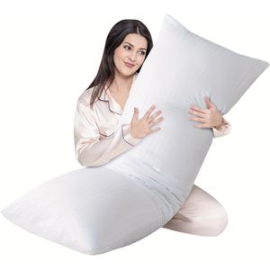 1 Stuk Wit Volledig Lichaamskussen - Pluizig Lang Bedkussen Voor Volwassenen - Stevig Groot Lichaamskussen Voor Zijslapers En Rugslapers - 20x54 Inch