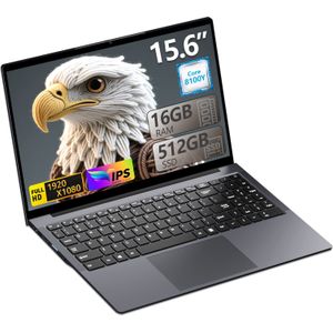 15.6" Laptop, 16GB RAM, 512GB SSD, Core 8100Y Laptop (Tot 3.4Ghz), UHD Graphics, Notebook & 1080P Scherm, Wi-Fi 5, USB Type 3.0