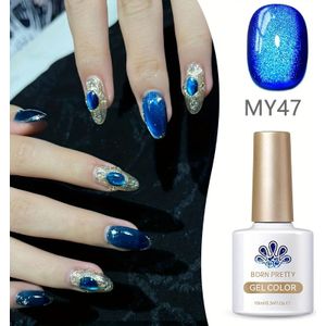 Born Pretty 10ml Blauwe Kat Magnetische Nagellak - Prachtig Magneteffect, Langhoudend, Makkelijk Aan te Brengen, Perfect voor DIY Nail Art