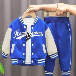 Nieuwe Boys' Lentebaseballjacketset met lange mouwen en letters, -delige outfit voor babyboys voor lente en herfst, voor buiten