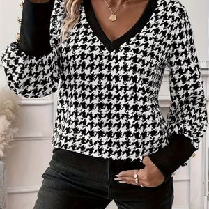 Vrouwen top in hondstootjesshirts, plus size, casual herfst en winter kleding