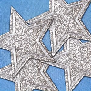 4 stuks Glittering Zilveren Ster Embroidery Adhesive Patch Kleding Accessoires Sequin Gouden Poeder Geborduurde Ster Patch