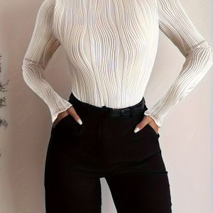Vrouwelijk lang mouwen solid kleur turtleneck bodysuit - Casual polyester all-