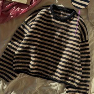 Eénstuk Herfst/Winter Casual Elegante Ronde Hals Gestreepte Trui