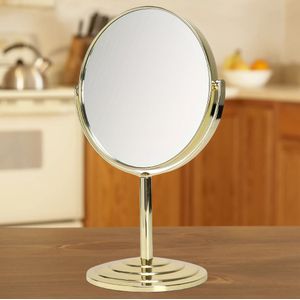 1ST 1X 2X Vergrotende Make-up Spiegel, Tafelspiegel voor Badkamer, Zilveren 6 Inch Staande Cosmetische Spiegel, Draagbare Dubbelzijdige Vergrootspiegel, Het Perfecte Cadeau voor Meisjes