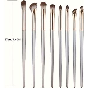 Make-up Kwastenset van 8 Stuks, Precisie Oogschaduw, Eyeliner, Contouren, Blenderen, Highlighter Borstels, Zachte Haren, Het Perfecte Moederdagcadeau