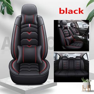 Autostoelbeschermer Autostoelhoes Ademend PU-lederen Kussenmat Voor Autostoelkussen Voor Vier Seizoenen Antislip Universeel Autostoelhoes(Front black