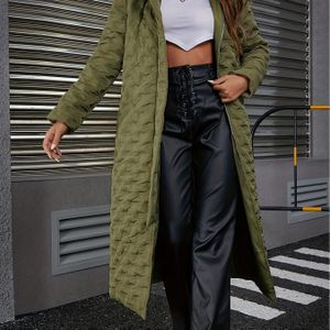 Vrouwen Cozy Fleece-Lined Hooded Jacket - Lange Mouw, Knopen Voor, Casual Stijl, Olijfgroen, Perfect voor Herfst & Winter, Herfst Buitenkleding | Hooded Jacket | Duurzame Fleece Lining