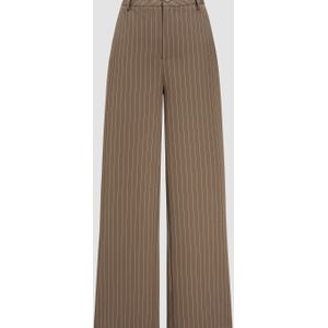 Chique Gestreepte Hoge Taille Wijde Pijpen Broek voor Vrouwen - Casual, Niet-Rekbare Polyester, Machinewasbaar, Europese en Amerikaanse Stijl, Rechte Pijpen