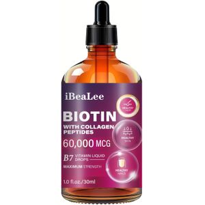 Haar- en baardversterker - Vloeibiotine en collageen 60.000 mcg om de haardikte te verbeteren - Revitaliserende formule voor zowel mannen als vrouwen, 30 ml.