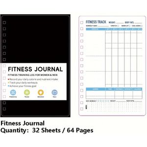 32-sheet Pvc Hardcover Fitness Journal - Undated Workout Planner & For Effortless Organization & , 21.2x14.3cm (8.34x5.62 Inch), Students & Fitness Enthusiasts