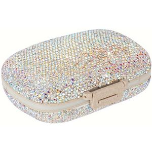 1pc Portable 8-compartment Cute Pill Storage Box Double-sided Shiny Rhinestone Pill Box Outdoor Travel Portable Pill Box Pill Dispenser Storage Box Can Hold Vitamin Fish Oil