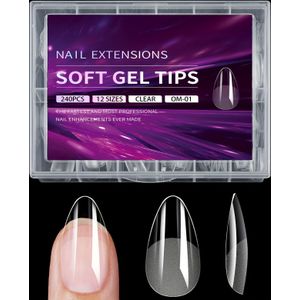 240st Misscheering Zachte Gel Nageltips Set, Amandelvormig Lang Helder Half Mat Afwerking, Geometrisch , Geen , Makkelijk aan te Brengen Nepnagels, Nageltechnologie Benodigdheden