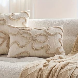 1 stuk Modern Minimalistisch Kussensloop - Elegant Beige & Decoratieve Hoes met Rits voor Woonkamer, Slaapkamer, Bank - Woondecoratie Accent, Zacht Stof, Hedendaagse Stijl