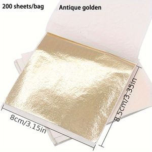200st Antieke Gouden Imitatie Folievellen - Luxe Metalen Afwerking voor Nagelkunst, Schilderen, Knutselen en Muurdecoraties