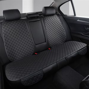 3pcs Car Seat Cushions, Universal, Pupu Pu Leather Material, Rhombus Non-slip Rear Seat Set With Backrest