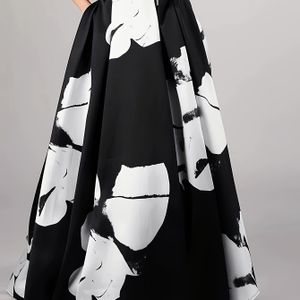 Vrouwen Elegante Mode Bloemenprint Midi Rok, 95% Polyester 5% Elastaan, Geweven Stof, 200g/m², Lente/Zomer Collectie