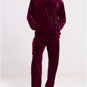 Herensets van 2 stuks, Velours Lange Mouwen Hoodie en Trekkoord Lange Broek Set, Casual Rekbare Outfits voor Herfst en Winter